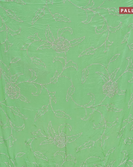 Designer satin silk saree light green with allover stone work - {{ collection.title }} by Prashanti Sarees