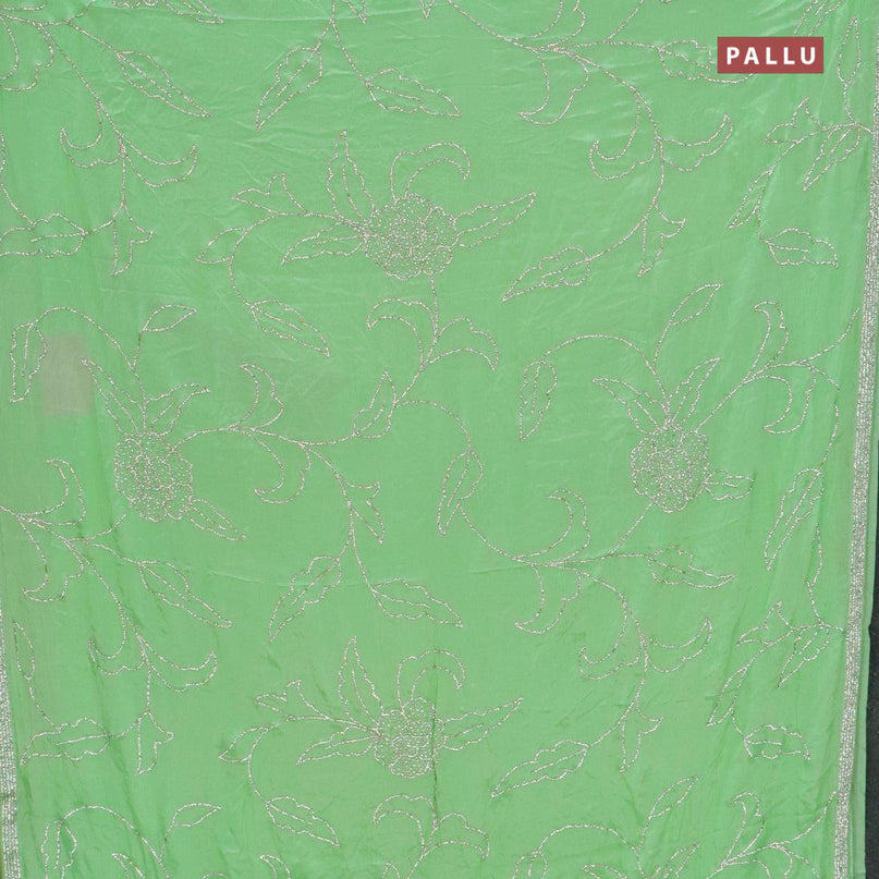 Designer satin silk saree light green with allover stone work - {{ collection.title }} by Prashanti Sarees