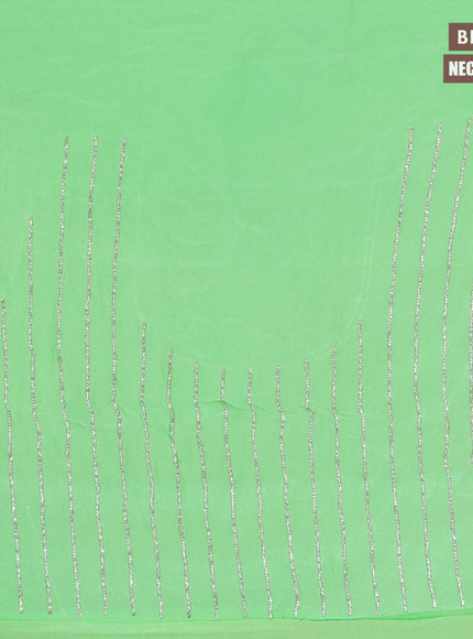 Designer satin silk saree light green with allover stone work - {{ collection.title }} by Prashanti Sarees