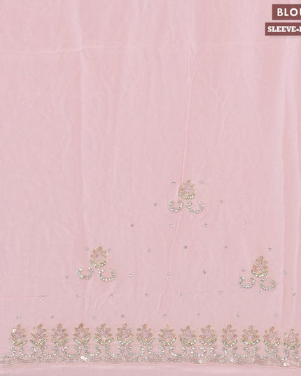 Designer satin silk saree light pink with allover stone & chamki work - {{ collection.title }} by Prashanti Sarees
