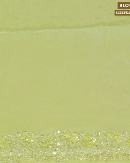 Designer satin silk saree lime green shade with allover chamki & beaded work - {{ collection.title }} by Prashanti Sarees