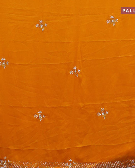Designer satin silk saree mango yellow with chamki & stone work - {{ collection.title }} by Prashanti Sarees