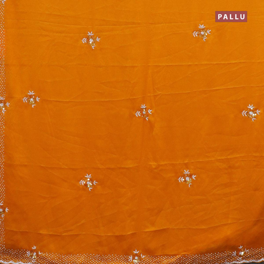 Designer satin silk saree mango yellow with chamki & stone work - {{ collection.title }} by Prashanti Sarees