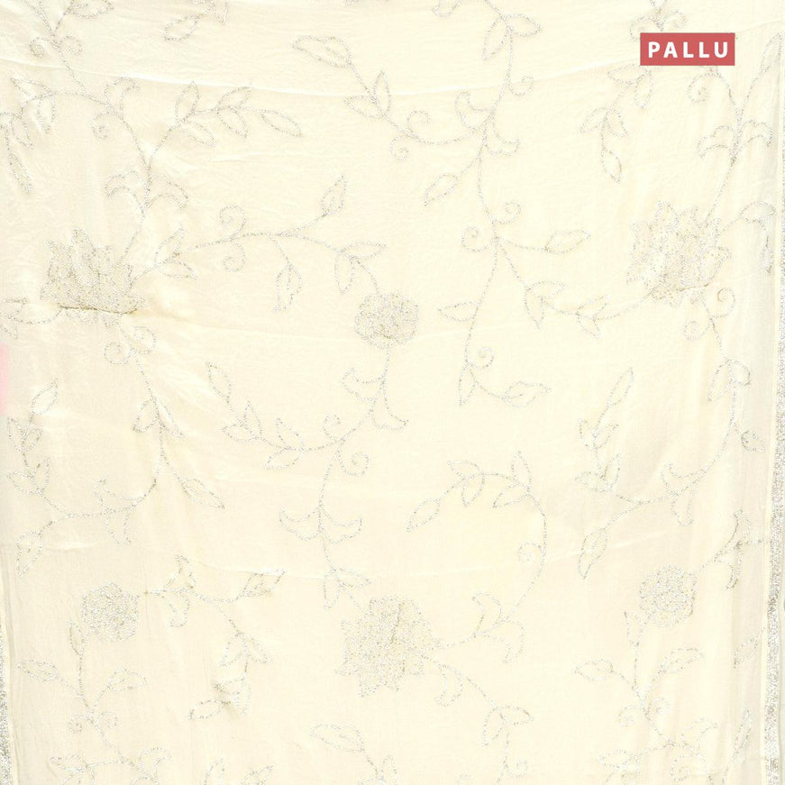 Designer satin silk saree off white with allover stone work - {{ collection.title }} by Prashanti Sarees