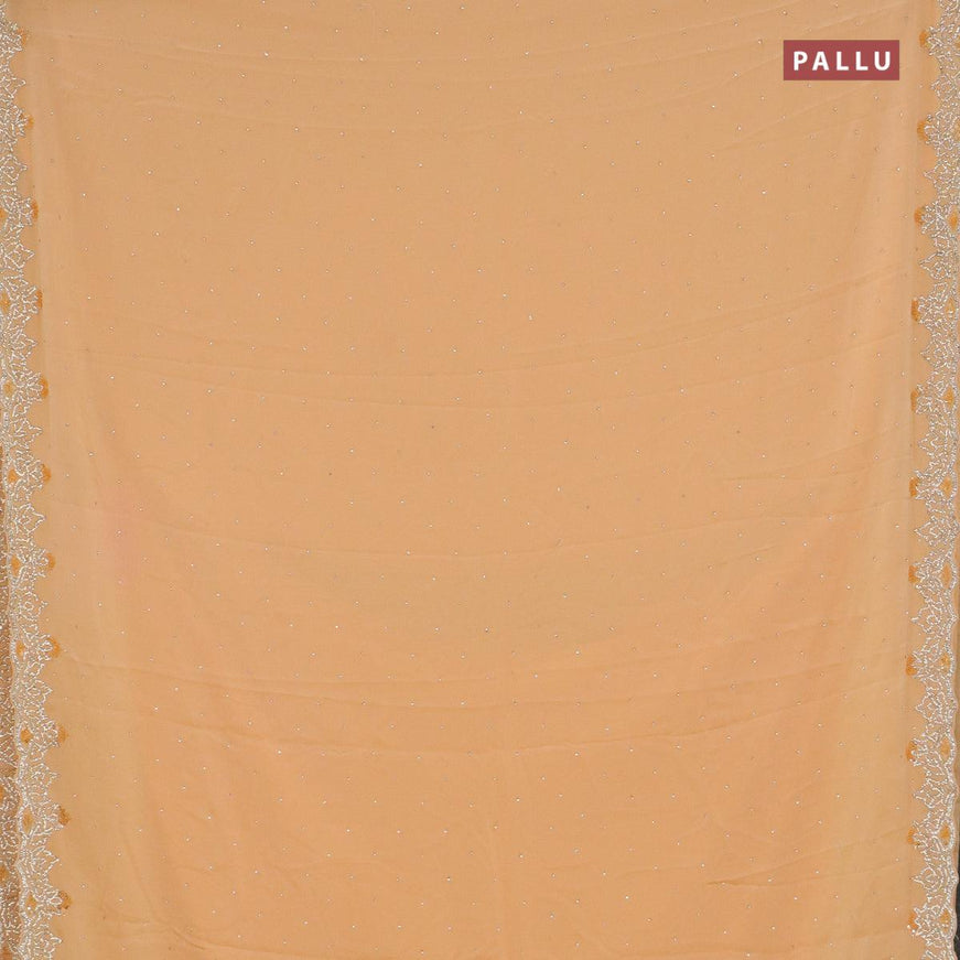 Designer satin silk saree pale orange with allover stone work - {{ collection.title }} by Prashanti Sarees