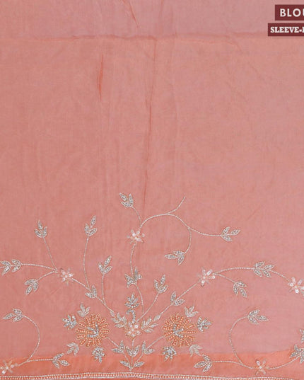 Designer satin silk saree pastel pink with allover stone & beaded work - {{ collection.title }} by Prashanti Sarees