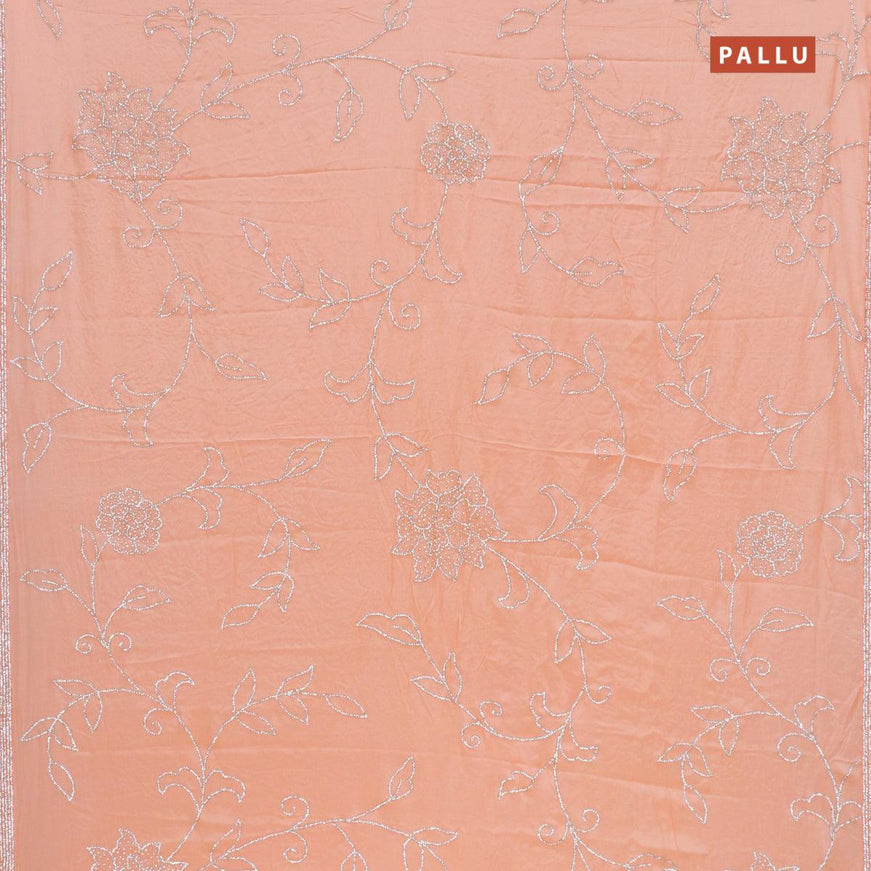 Designer satin silk saree peach orange with allover stone work - {{ collection.title }} by Prashanti Sarees