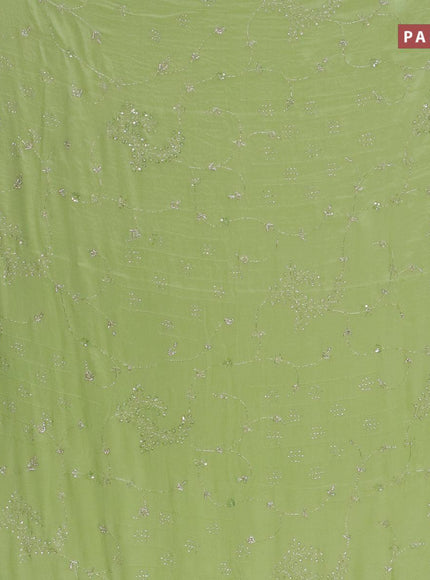 Designer satin silk saree pista green with allover stone & chamki work - {{ collection.title }} by Prashanti Sarees