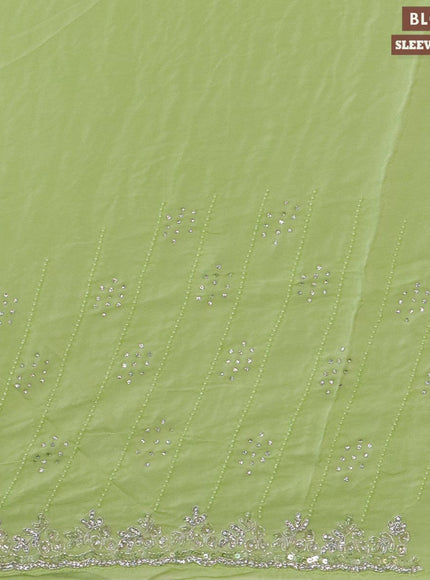 Designer satin silk saree pista green with allover stone & chamki work - {{ collection.title }} by Prashanti Sarees