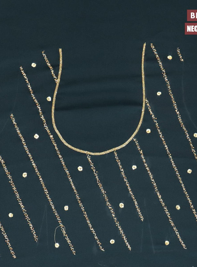 Designer semi chiffon saree peacock blue with allover chamki & zardosi work - {{ collection.title }} by Prashanti Sarees