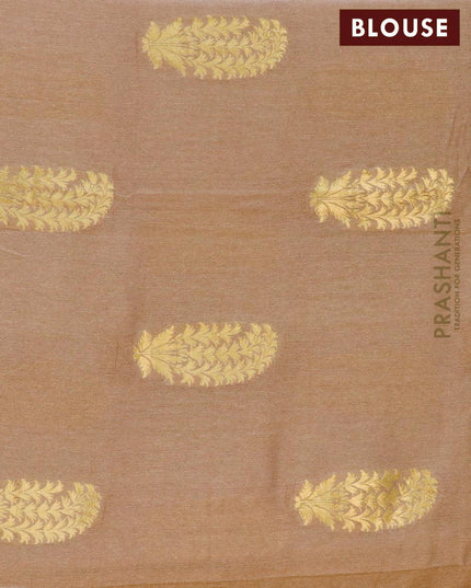 Designer semi georgette saree brown shade with allover zari buttas & stone work - {{ collection.title }} by Prashanti Sarees