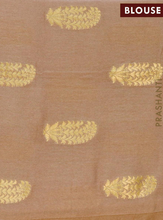 Designer semi georgette saree brown shade with allover zari buttas & stone work - {{ collection.title }} by Prashanti Sarees