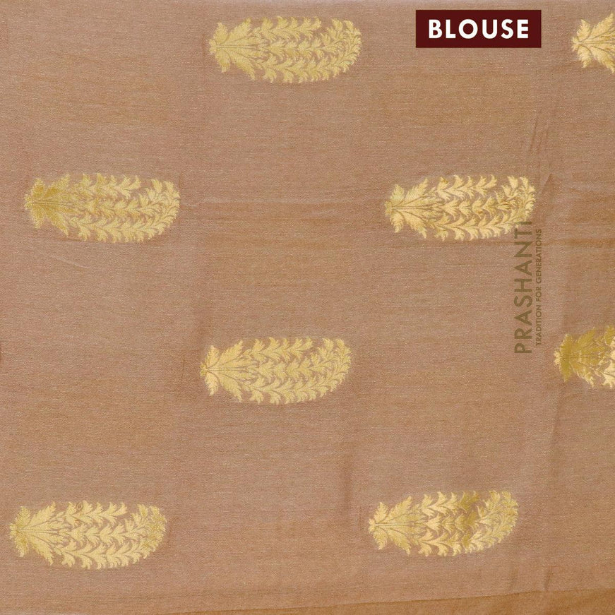Designer semi georgette saree brown shade with allover zari buttas & stone work - {{ collection.title }} by Prashanti Sarees