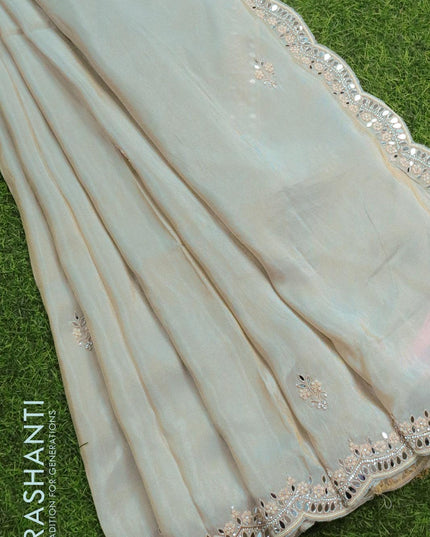 Designer semi georgette saree grey shade with stone & mirror work - {{ collection.title }} by Prashanti Sarees