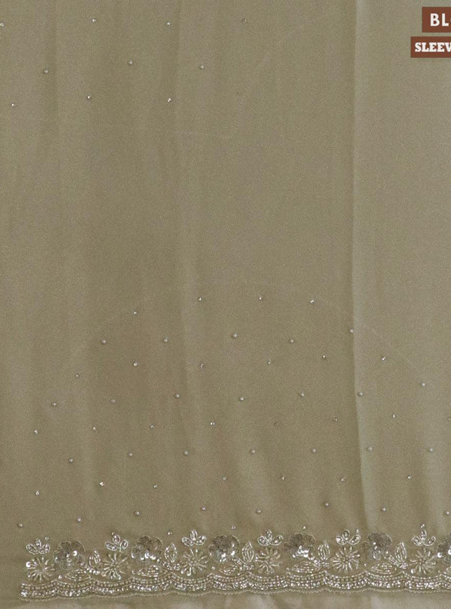 Designer semi georgette saree pastel grey with allover stone & zardosi work - {{ collection.title }} by Prashanti Sarees