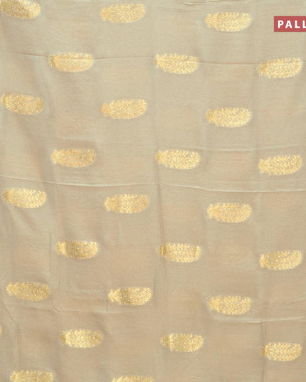 Designer semi georgette saree pastel grey with allover zari woven buttas & stone work - {{ collection.title }} by Prashanti Sarees
