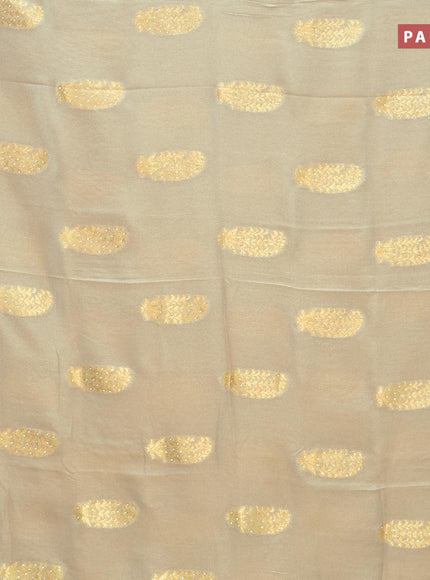 Designer semi georgette saree pastel grey with allover zari woven buttas & stone work - {{ collection.title }} by Prashanti Sarees