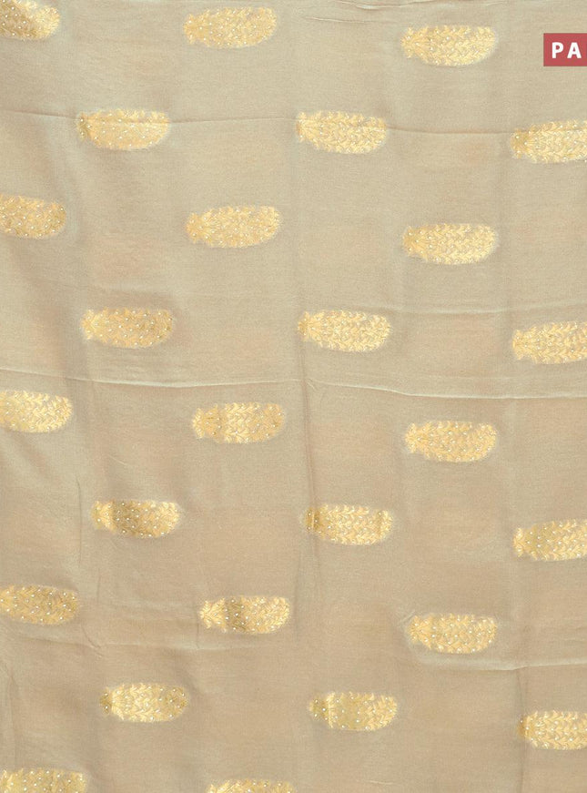 Designer semi georgette saree pastel grey with allover zari woven buttas & stone work - {{ collection.title }} by Prashanti Sarees