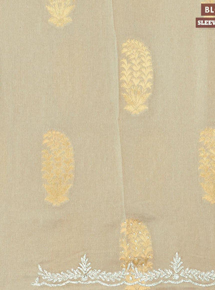 Designer semi georgette saree pastel grey with allover zari woven buttas & stone work - {{ collection.title }} by Prashanti Sarees