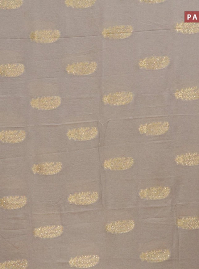 Designer semi georgette saree pastel grey with zari woven buttas & stone work - {{ collection.title }} by Prashanti Sarees