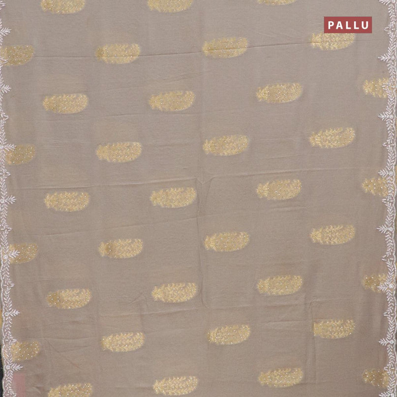 Designer semi georgette saree pastel grey with zari woven buttas & stone work - {{ collection.title }} by Prashanti Sarees
