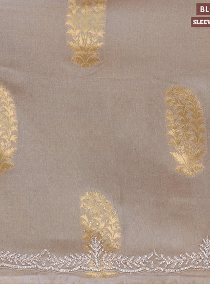 Designer semi georgette saree pastel grey with zari woven buttas & stone work - {{ collection.title }} by Prashanti Sarees