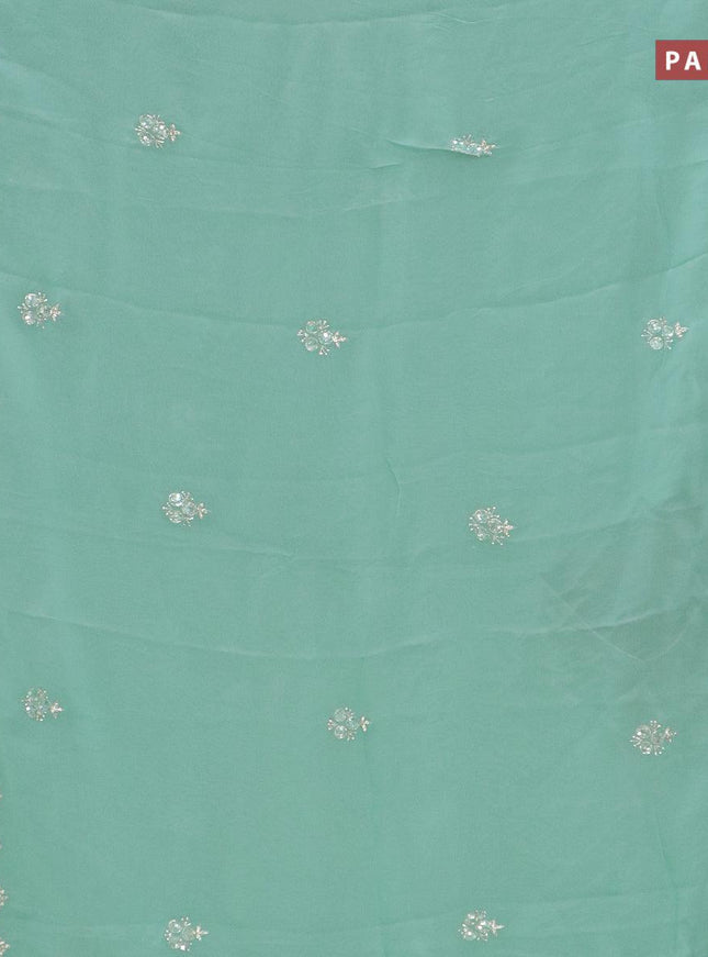 Designer semi organza saree pastel blue with allover stone & zardosi work - {{ collection.title }} by Prashanti Sarees