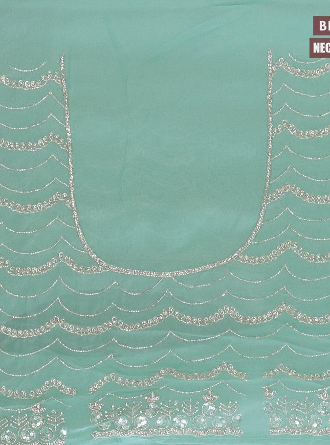 Designer semi organza saree pastel blue with allover stone & zardosi work - {{ collection.title }} by Prashanti Sarees