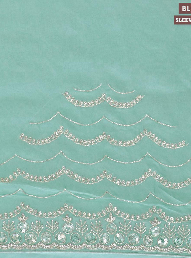Designer semi organza saree pastel blue with allover stone & zardosi work - {{ collection.title }} by Prashanti Sarees