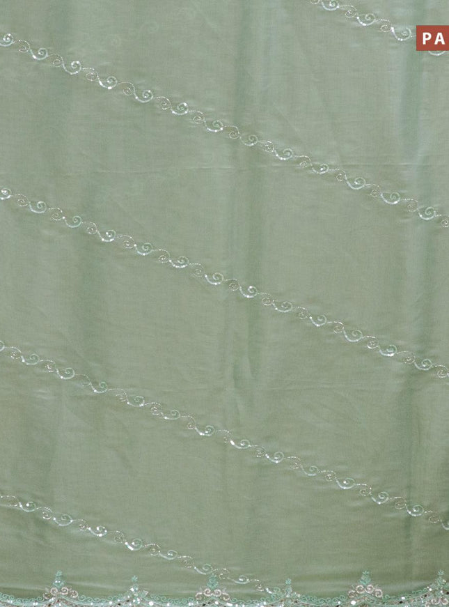 Designer semi organza saree pastel green with allover chamki & beaded work - {{ collection.title }} by Prashanti Sarees