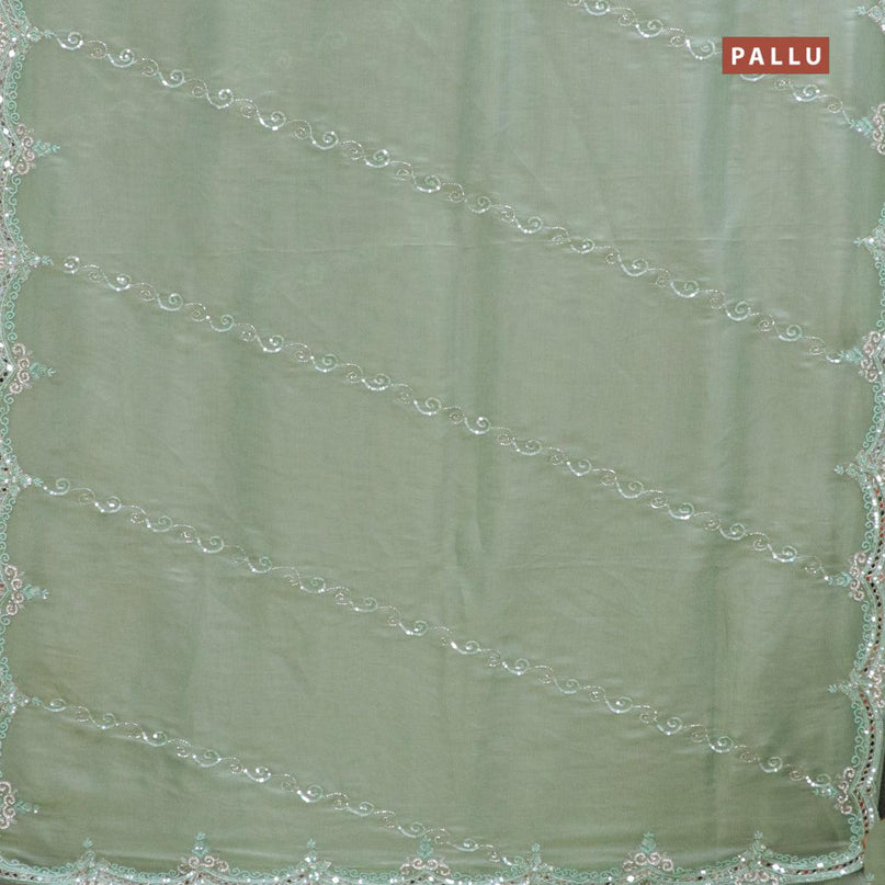 Designer semi organza saree pastel green with allover chamki & beaded work - {{ collection.title }} by Prashanti Sarees