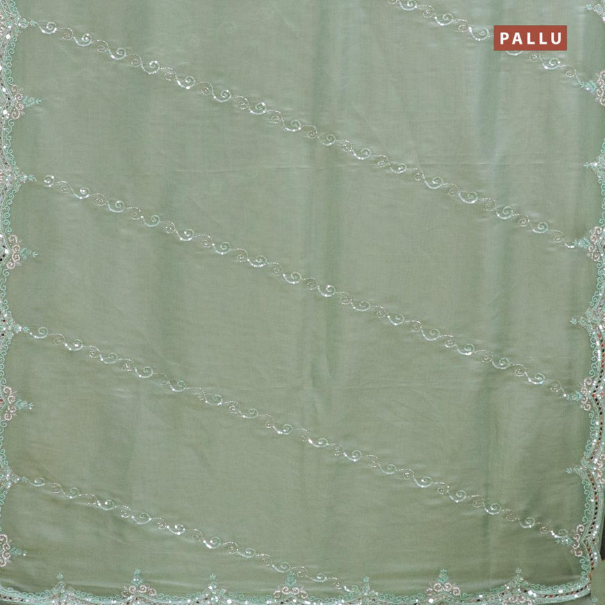 Designer semi organza saree pastel green with allover chamki & beaded work - {{ collection.title }} by Prashanti Sarees