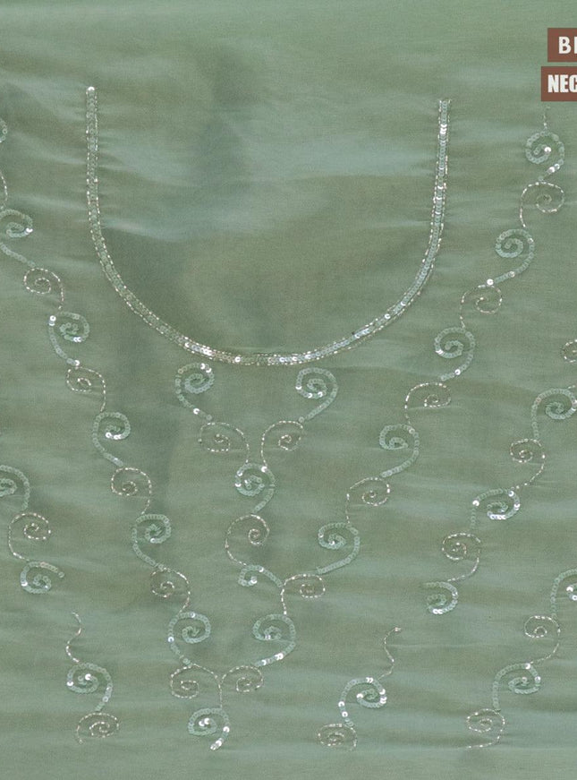 Designer semi organza saree pastel green with allover chamki & beaded work - {{ collection.title }} by Prashanti Sarees