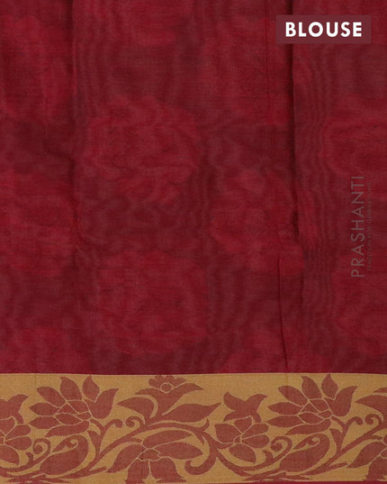 Dhakai cotton saree chikku shade and marooon with allover self emboss and thread woven border - {{ collection.title }} by Prashanti Sarees