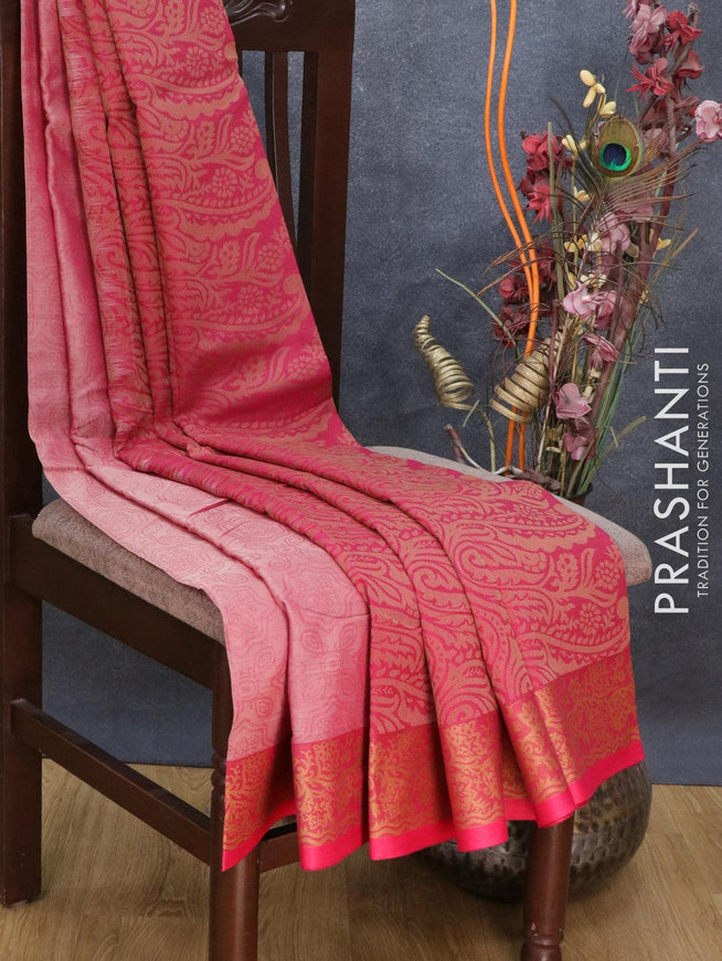Dhakai cotton saree dual shade of pink shade and pink with allover self emboss and thread woven border - {{ collection.title }} by Prashanti Sarees