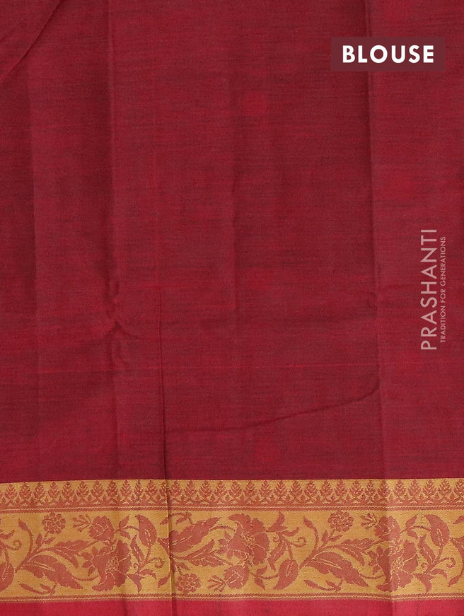 Dhakai cotton saree peacock green and red with thread woven buttas and thread woven border - {{ collection.title }} by Prashanti Sarees
