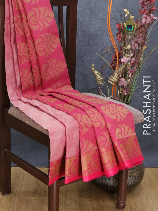 Dhakai cotton saree pink shade with allover self emboss and thread woven border - {{ collection.title }} by Prashanti Sarees