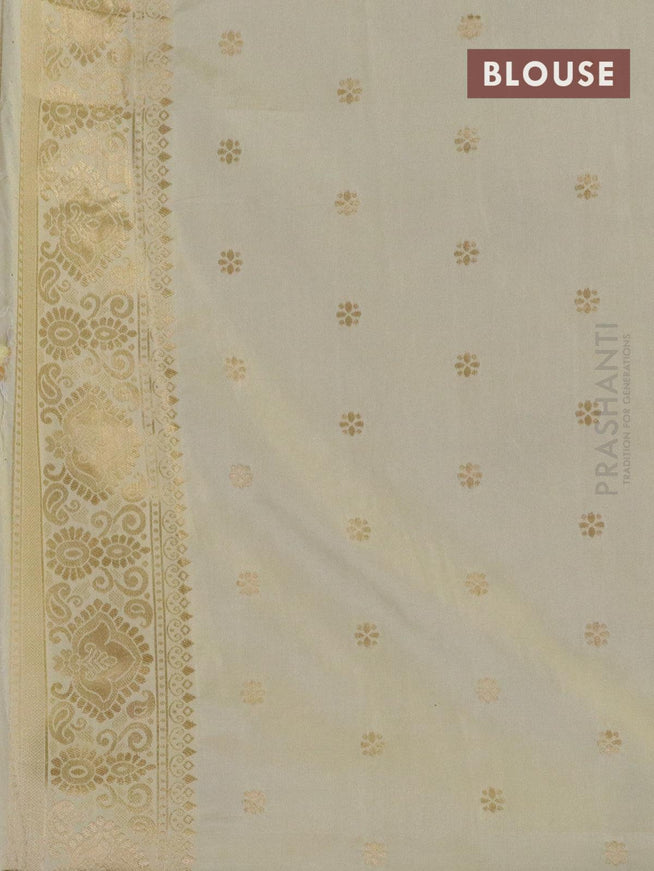 Dola silk Saree cream with allover zari woven buttas and zari woven border - {{ collection.title }} by Prashanti Sarees