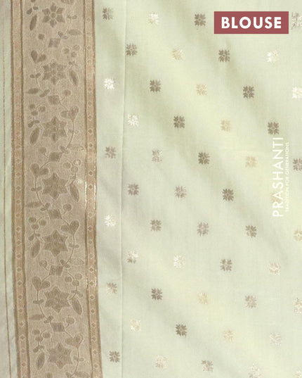 Dola silk Saree cream with zari woven buttas and zari woven border - {{ collection.title }} by Prashanti Sarees
