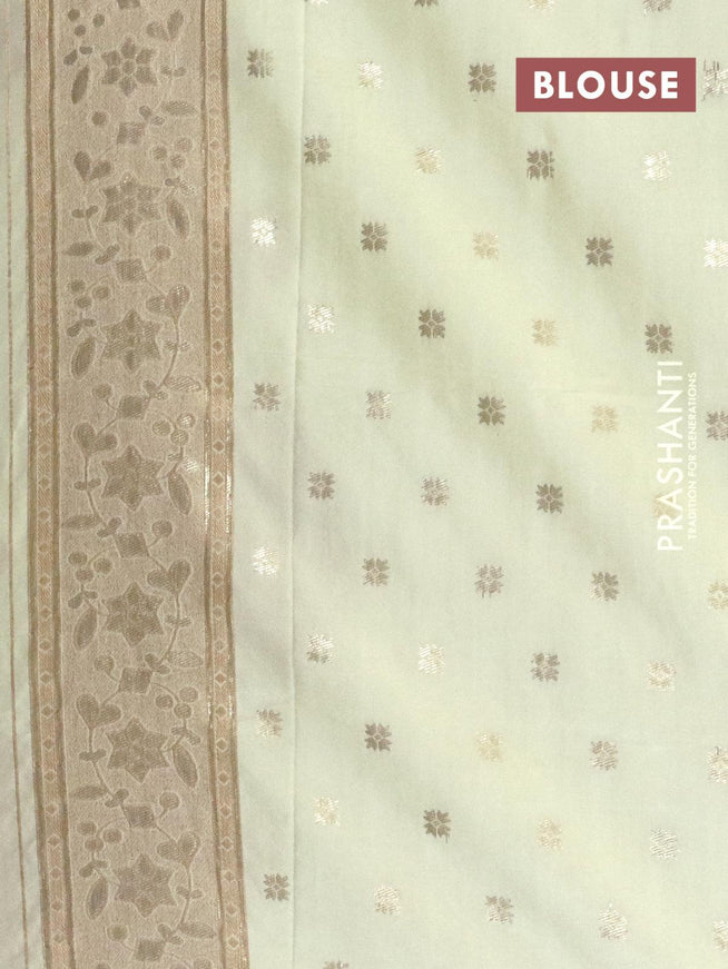 Dola silk Saree cream with zari woven buttas and zari woven border - {{ collection.title }} by Prashanti Sarees