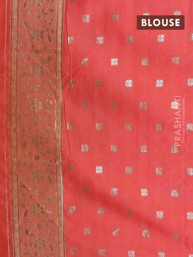 Dola silk Saree peach pink with zari woven buttas and zari woven border - {{ collection.title }} by Prashanti Sarees