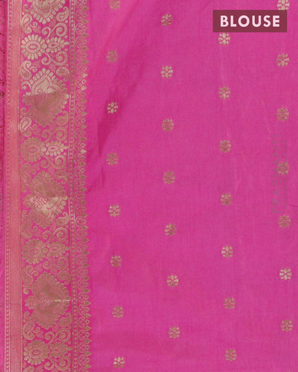 Dola silk Saree pink with allover zari woven buttas and zari woven border - {{ collection.title }} by Prashanti Sarees