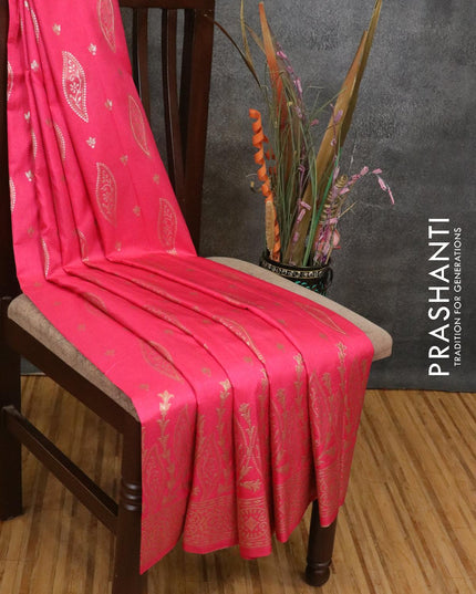 Dola silk Saree pink with zari woven buttas and zari woven border - {{ collection.title }} by Prashanti Sarees