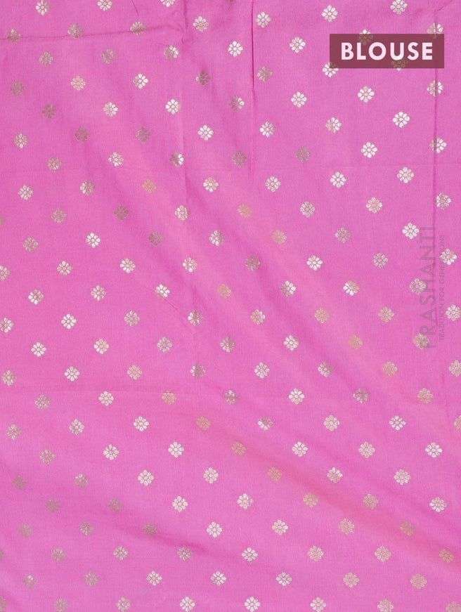 Dola silk Saree pink with zari woven buttas and zari woven border - {{ collection.title }} by Prashanti Sarees
