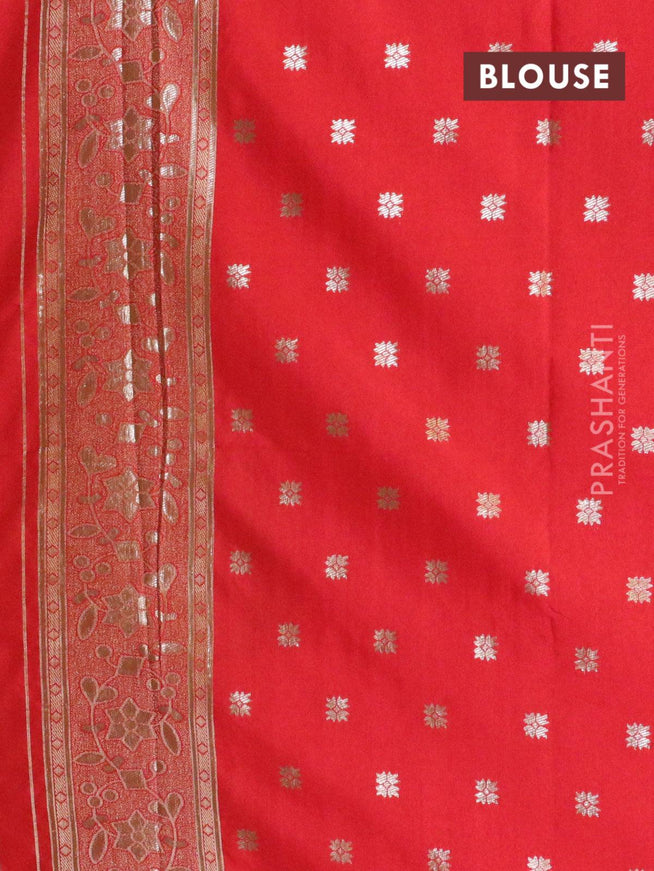 Dola silk Saree red with zari woven buttas and zari woven border - {{ collection.title }} by Prashanti Sarees