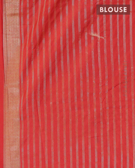 Dola silk Saree red with zari woven zig zag pattern and floral zari woven border - {{ collection.title }} by Prashanti Sarees
