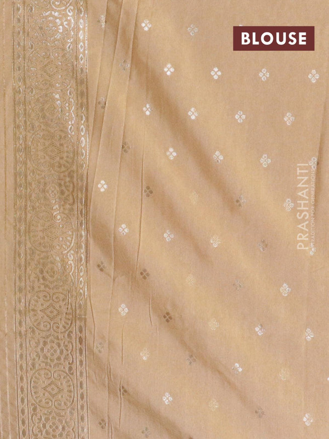Dola silk Saree sandal with zari woven buttas and zari woven border - {{ collection.title }} by Prashanti Sarees
