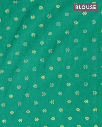 Dola silk Saree teal green with floral zari woven buttas and zari woven border - {{ collection.title }} by Prashanti Sarees