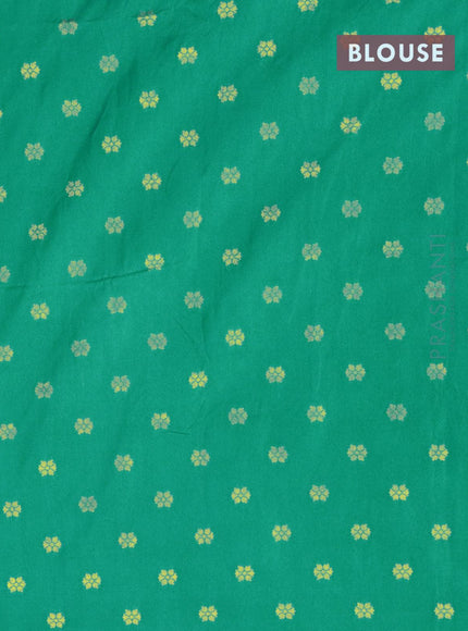 Dola silk Saree teal green with floral zari woven buttas and zari woven border - {{ collection.title }} by Prashanti Sarees