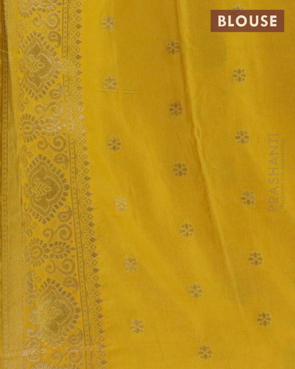Dola silk Saree yellow with allover zari woven buttas and zari woven border - {{ collection.title }} by Prashanti Sarees